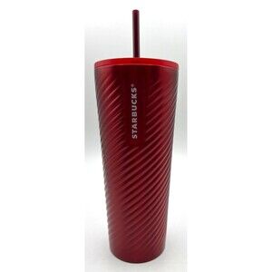 Starbucks Winter 2022‎ Holiday Red Swirl Stainless Steel Tumbler Cold Venti 24oz
